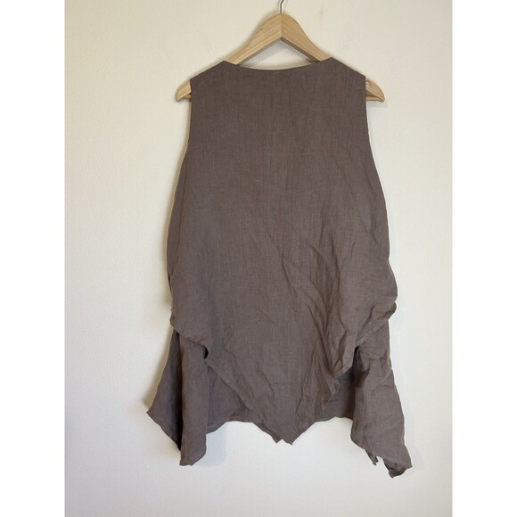 Match Point USA Top Womens S Brown Linen Tunic Lagenlook Coastal Asymmetrical - Picture 4 of 4
